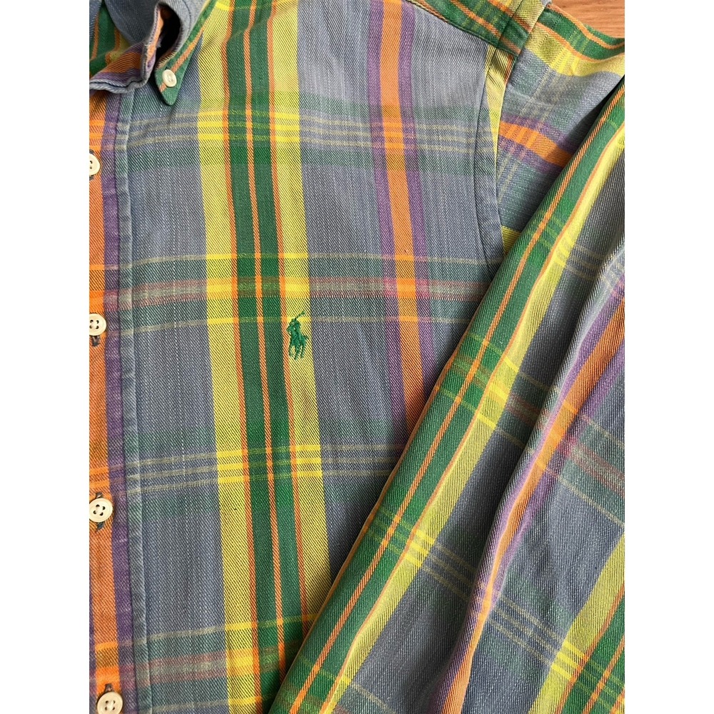 Polo Ralph Lauren Shirts (2) Mens XL Button‎ Up Blue Plaid Striped 100% Cotton - Picture 3 of 9
